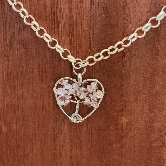 Choices of color Natural Stone Tree of Life Pendant on chain. 24” - Picture 4 of 4